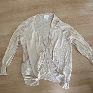 Band Of Outsiders Pinstripe Pockets Nude Cardigan